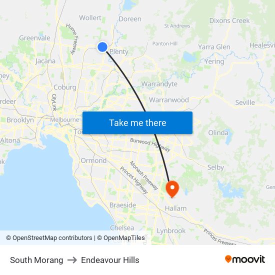 South Morang to Endeavour Hills map