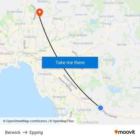 Berwick to Epping map