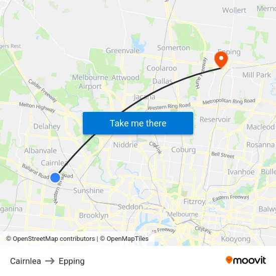 Cairnlea to Epping map