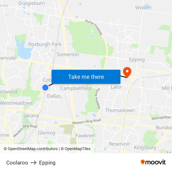 Coolaroo to Epping map