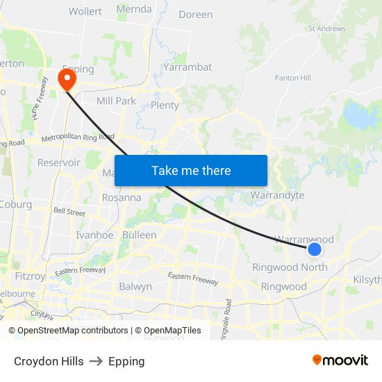 Croydon Hills to Epping map