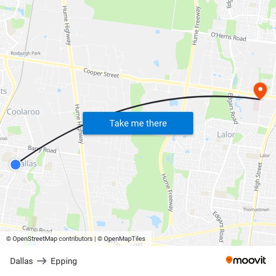 Dallas to Epping map