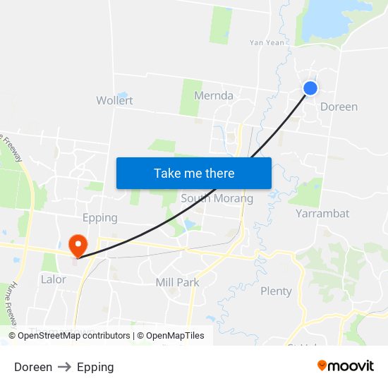 Doreen to Epping map