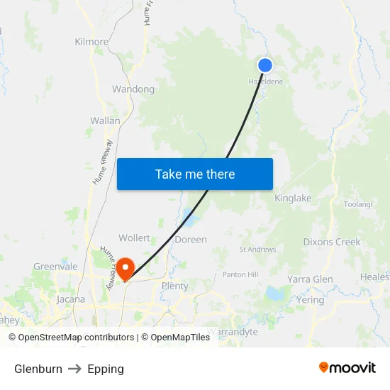 Glenburn to Epping map