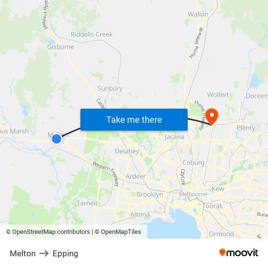 Melton to Epping map