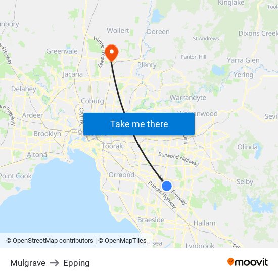 Mulgrave to Epping map