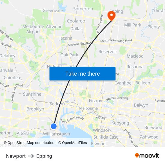 Newport to Epping map