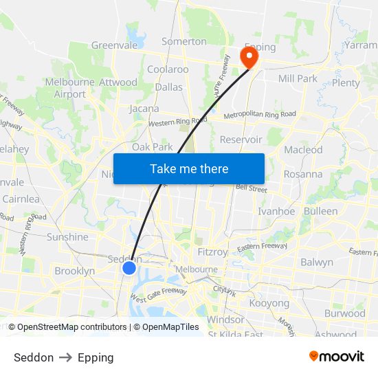 Seddon to Epping map