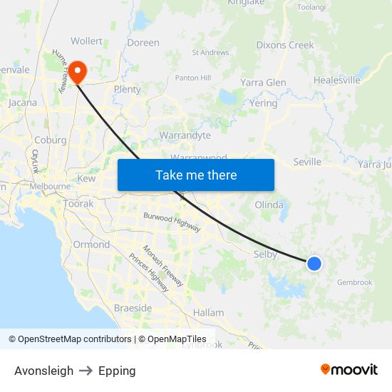 Avonsleigh to Epping map