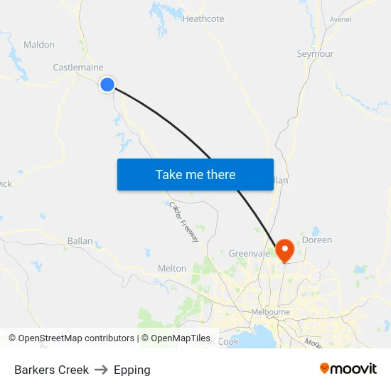 Barkers Creek to Epping map