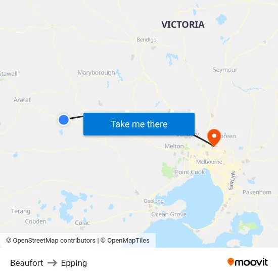 Beaufort to Epping map