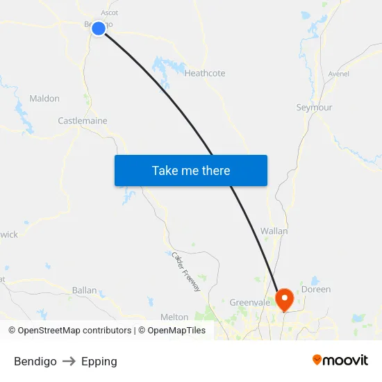 Bendigo to Epping map