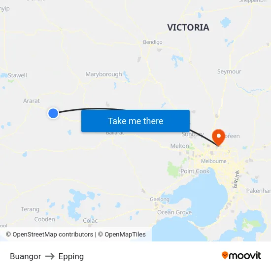 Buangor to Epping map