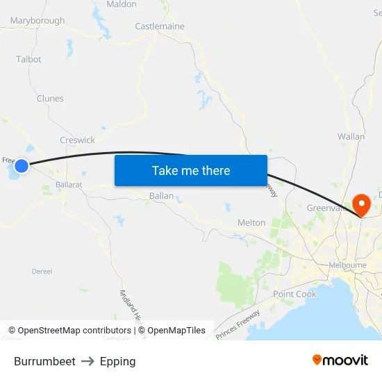 Burrumbeet to Epping map