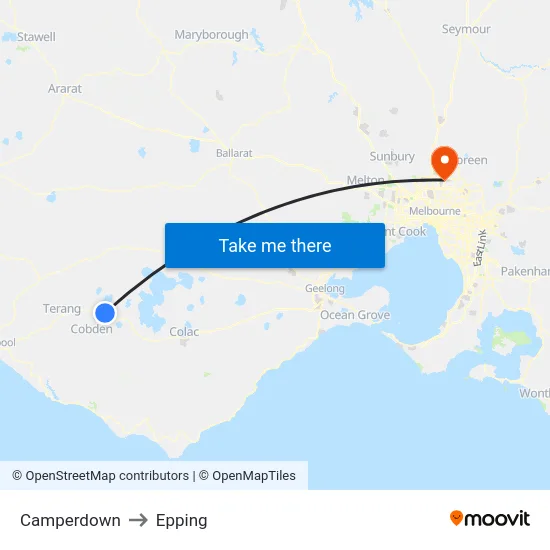 Camperdown to Epping map