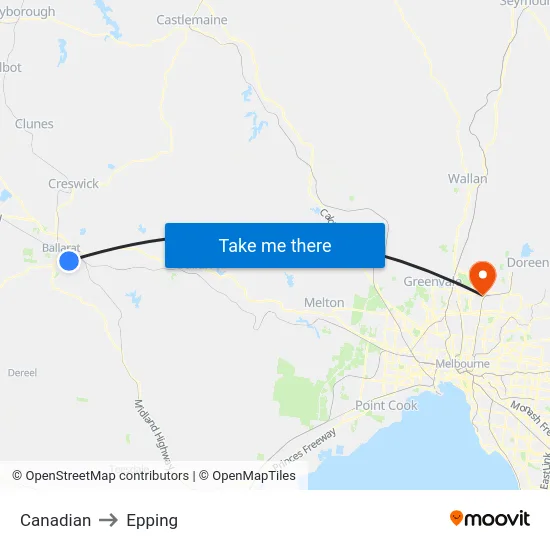 Canadian to Epping map