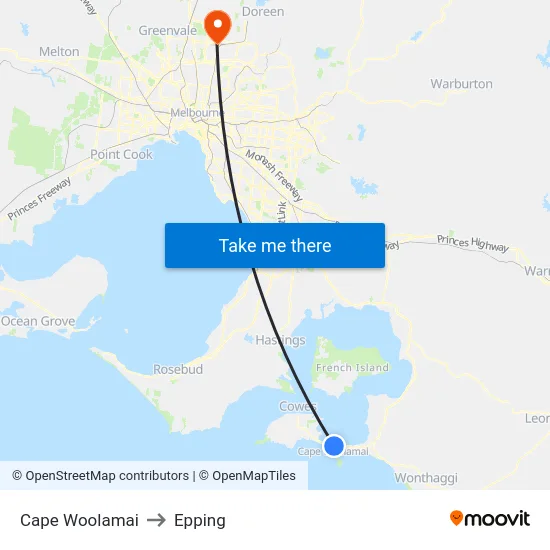 Cape Woolamai to Epping map
