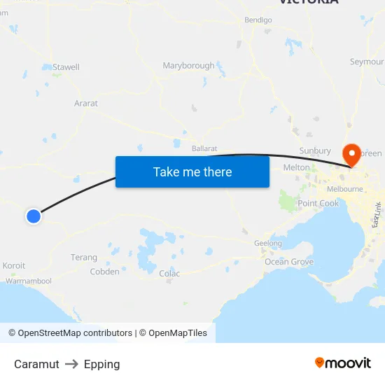 Caramut to Epping map