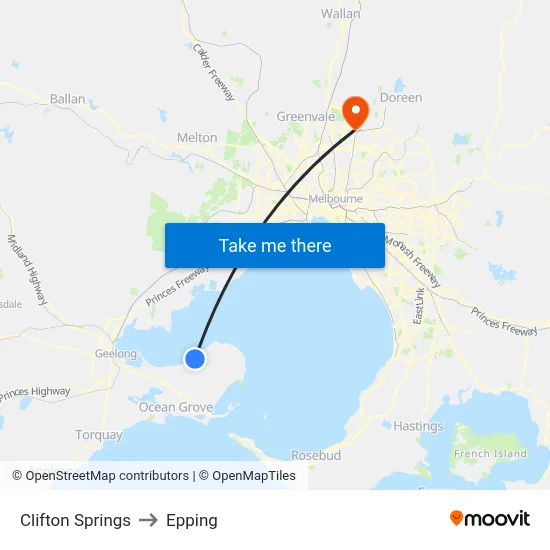 Clifton Springs to Epping map