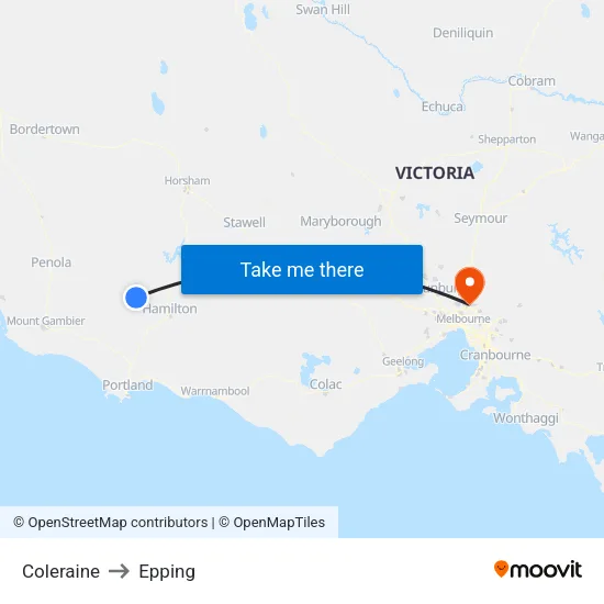 Coleraine to Epping map