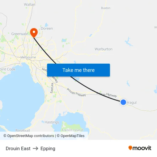 Drouin East to Epping map
