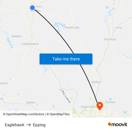 Eaglehawk to Epping map