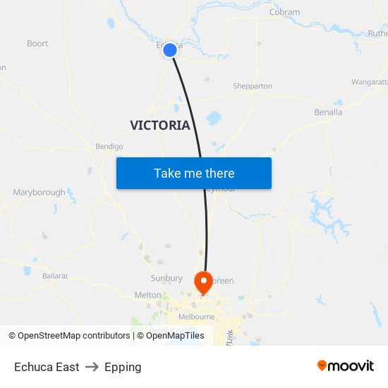 Echuca East to Epping map