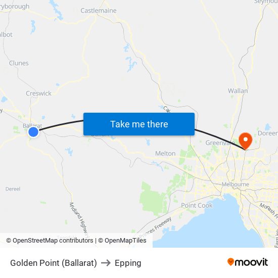 Golden Point (Ballarat) to Epping map