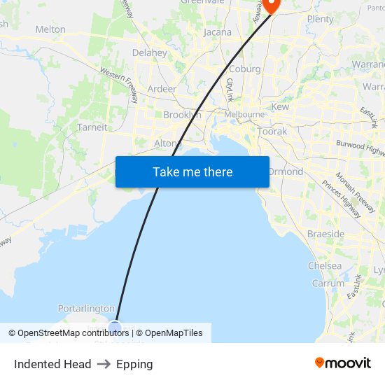 Indented Head to Epping map