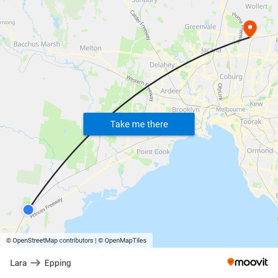 Lara to Epping map