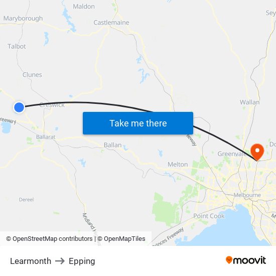 Learmonth to Epping map