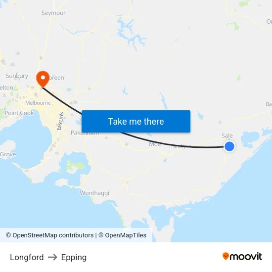 Longford to Epping map