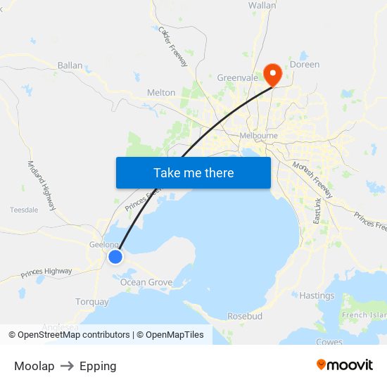 Moolap to Epping map