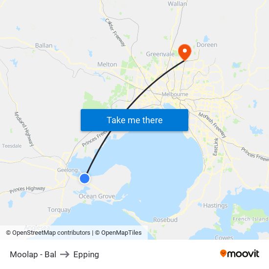 Moolap - Bal to Epping map