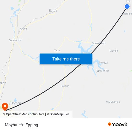 Moyhu to Epping map