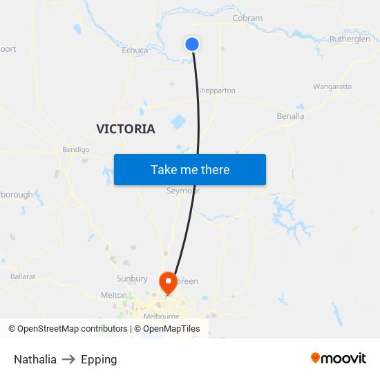 Nathalia to Epping map