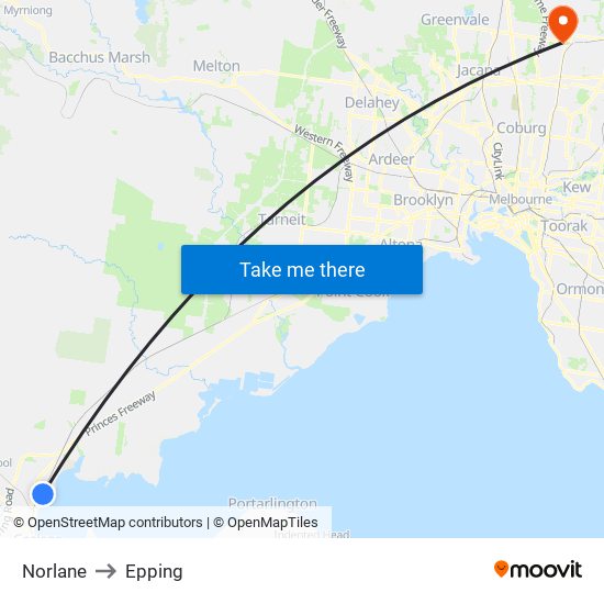 Norlane to Epping map