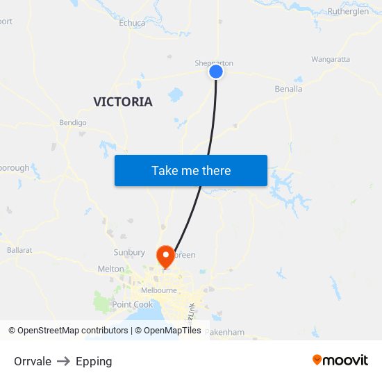 Orrvale to Epping map