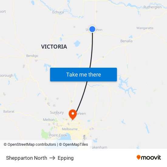 Shepparton North to Epping map