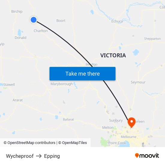 Wycheproof to Epping map