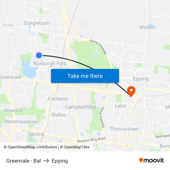 Greenvale - Bal to Epping map