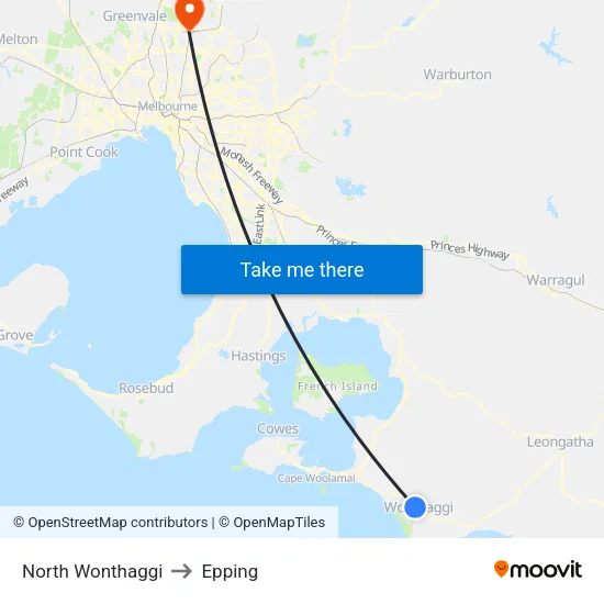North Wonthaggi to Epping map