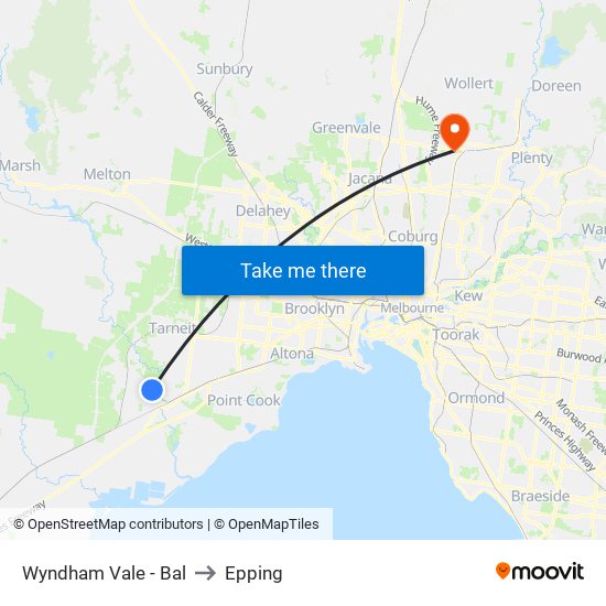 Wyndham Vale - Bal to Epping map