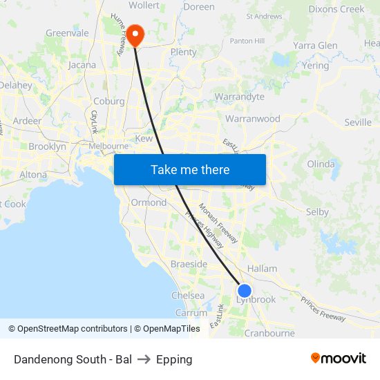 Dandenong South - Bal to Epping map