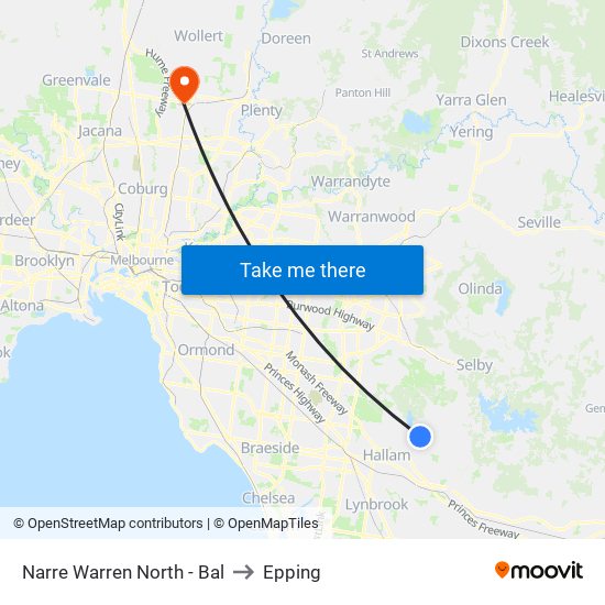 Narre Warren North - Bal to Epping map