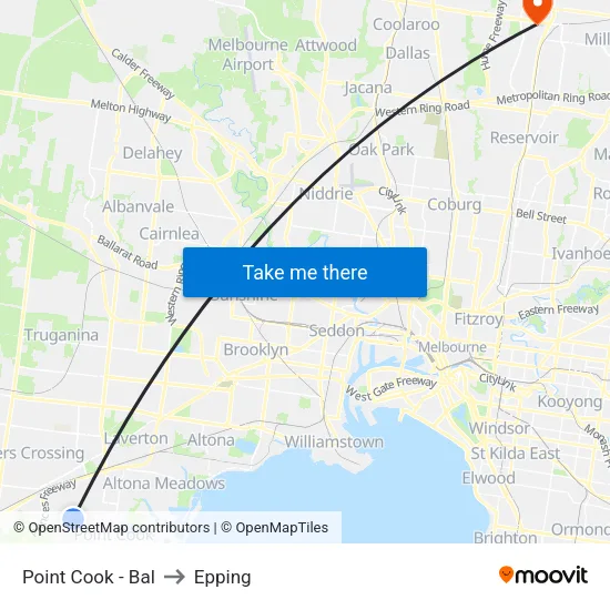 Point Cook - Bal to Epping map