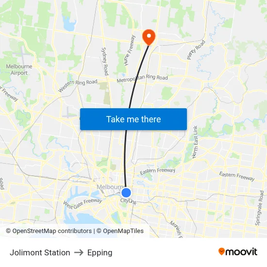 Jolimont Station to Epping map