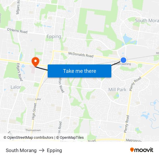 South Morang to Epping map