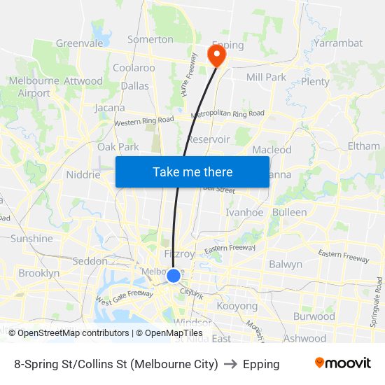 8-Spring St/Collins St (Melbourne City) to Epping map