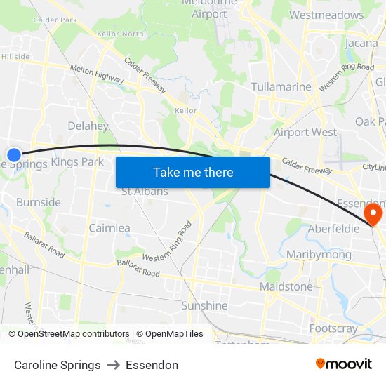 Caroline Springs to Essendon map